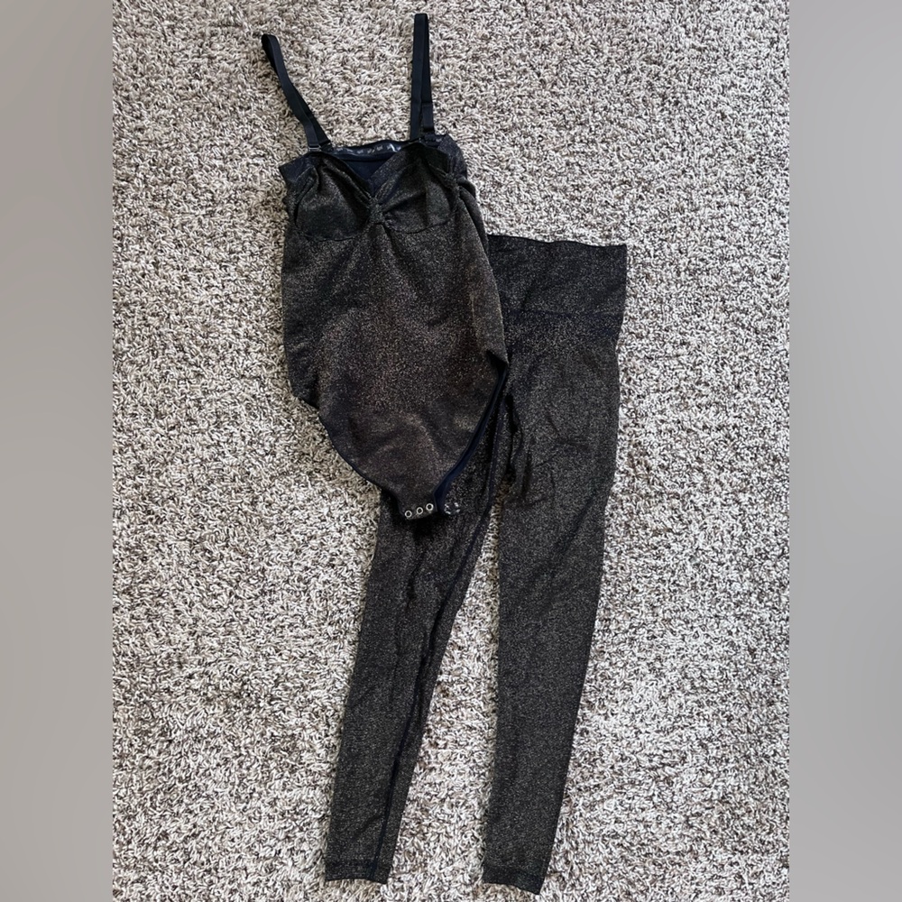 Yitty Black Metallic Sparkle Jumpsuit Scrunch‎ Butt Sleeveless Glam Bodysuit